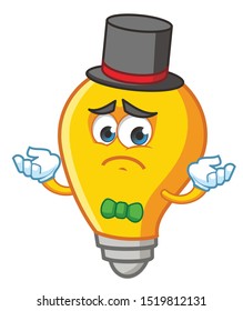magician bulb cartoon mascot character vector design
