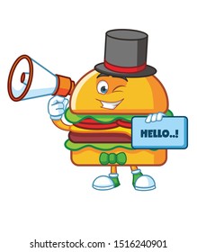 magician burger cartoon character mascot design vector