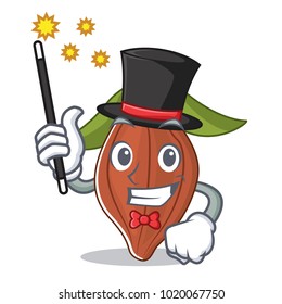 Magician cacao bean mascot cartoon