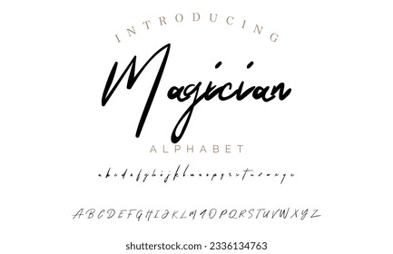 Magician calligraphy script. Vector alphabet.