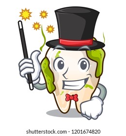 Magician cartoon decayed tooth with dental caries