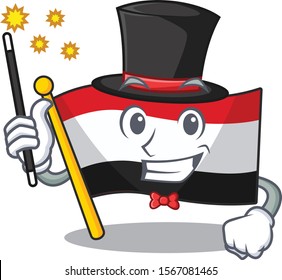 Magician cartoon flag yemen in with mascot