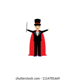 magician cartoon illustration. Element of profession cartoon icon for mobile concept and web apps. Colored magician flat illustration can be used for web and mobile. Premium icon on white background