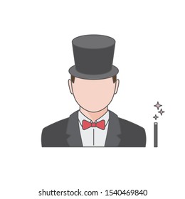 Magician cartoon people characters isolated illustration. Magic wand