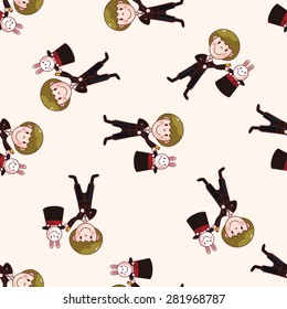 magician , cartoon seamless pattern background