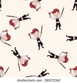magician , cartoon seamless pattern background