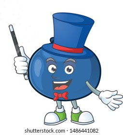 Magician cartoon sweet blueberry character on white background