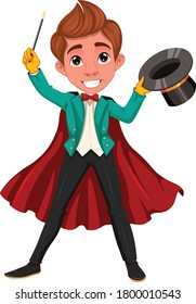 Magician cartoon vector art and illustration