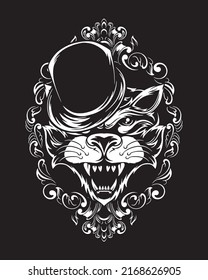 magician cat artwork illustration and t shirt design Premium Vector
