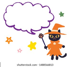 Magician cat and speech bubble frame