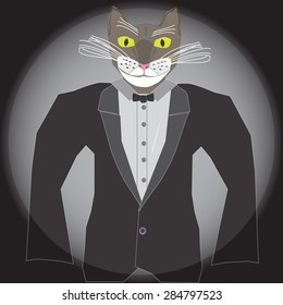 Magician cat.Vector illustration.