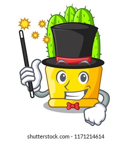 Magician cereus cactus with flower buds cartoon