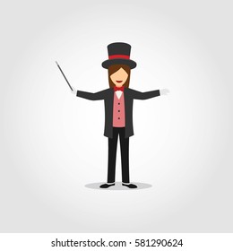 Magician Character Design Vector.