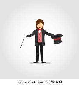Magician Character Design Vector.