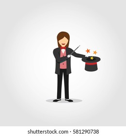 Magician Character Design Vector.