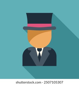 Magician character icon wearing a suit and top hat, perfect for entertainment or magic themed designs