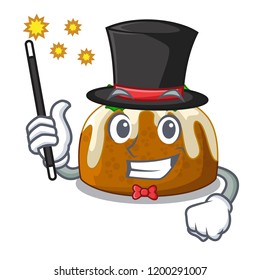 Magician christmas pudding isolated on the mascot