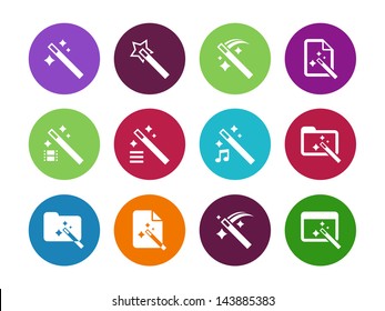 Magician circle icons isolated on white background. Vector illustration.