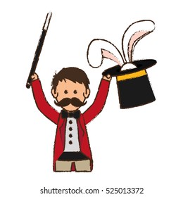 Magician circus cartoon icon vector illustration graphic design
