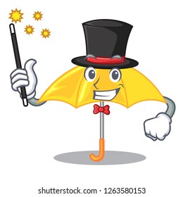 Magician classic yellow umbrella in shape cartoon