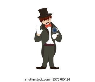 Magician in a Cloak and Hat Illustration