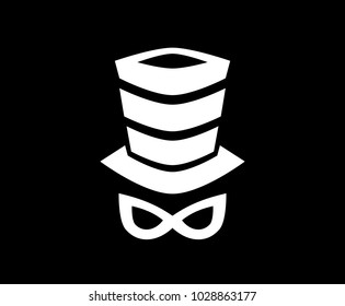 magician cloth hat and mask use for party or celebration performance logo design illustration concept