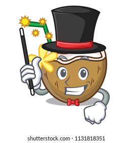 Magician cocktail coconut mascot cartoon