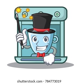 Magician coffee maker character cartoon