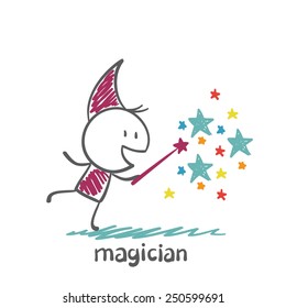 magician conjured stars illustration