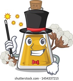 Magician cottonseed oil at the cartoon table