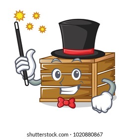 Magician crate mascot cartoon style