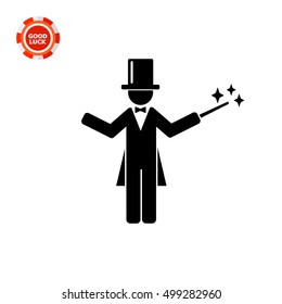Magician in Cylinder with Wand Icon
