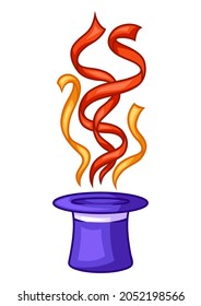 Magician cylinder from which belts fly out. Trick or magic illustration.