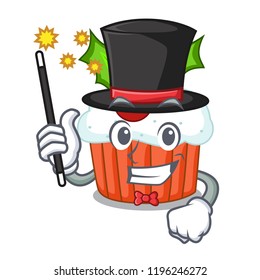 Magician delicious christmas cupcakes isolated on mascot