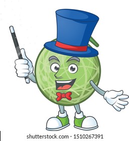 Magician design melon cartoon character for fruit logo.