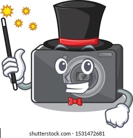 Magician digital camera on a cartoon table