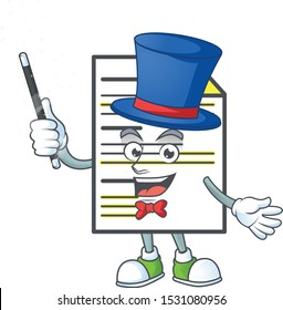 Magician document cartoon mascot on white background