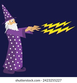 Magician doing a magic spell An isolated evil wizard. Fictional and mythological characters Wizard casting magic.