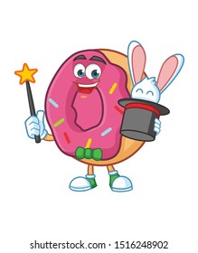 magician donut cartoon mascot character vector 