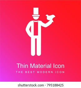 Magician with a dove red and pink gradient material white icon minimal design