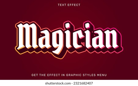 Magician editable text effect in 3d style. Text emblem for advertising, business logo and branding