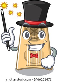 Magician egg slicer above the cartoon table