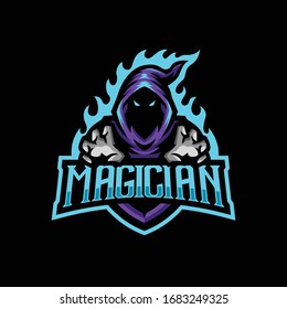 magician esport logo. wizard mascot logo gaming.