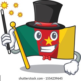 magician flag cameroon above the table cartoon