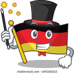 Magician flag germany mascot folded on cartoon table