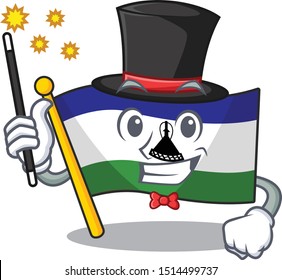 Magician flag lesotho placed on cartoon chair