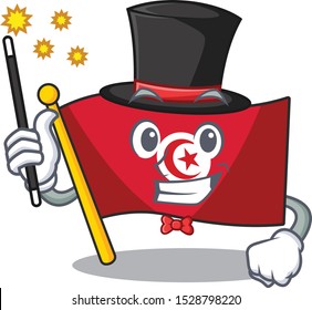 Magician flag tunisia character isolated with cartoon