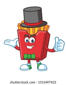 magician French fries cartoon mascot character design vector