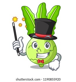 Magician fresh cabbage kohlrabi on the mascot