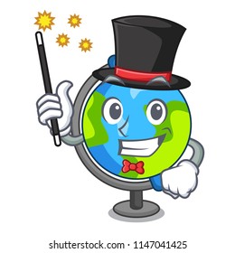 Magician globe mascot cartoon style